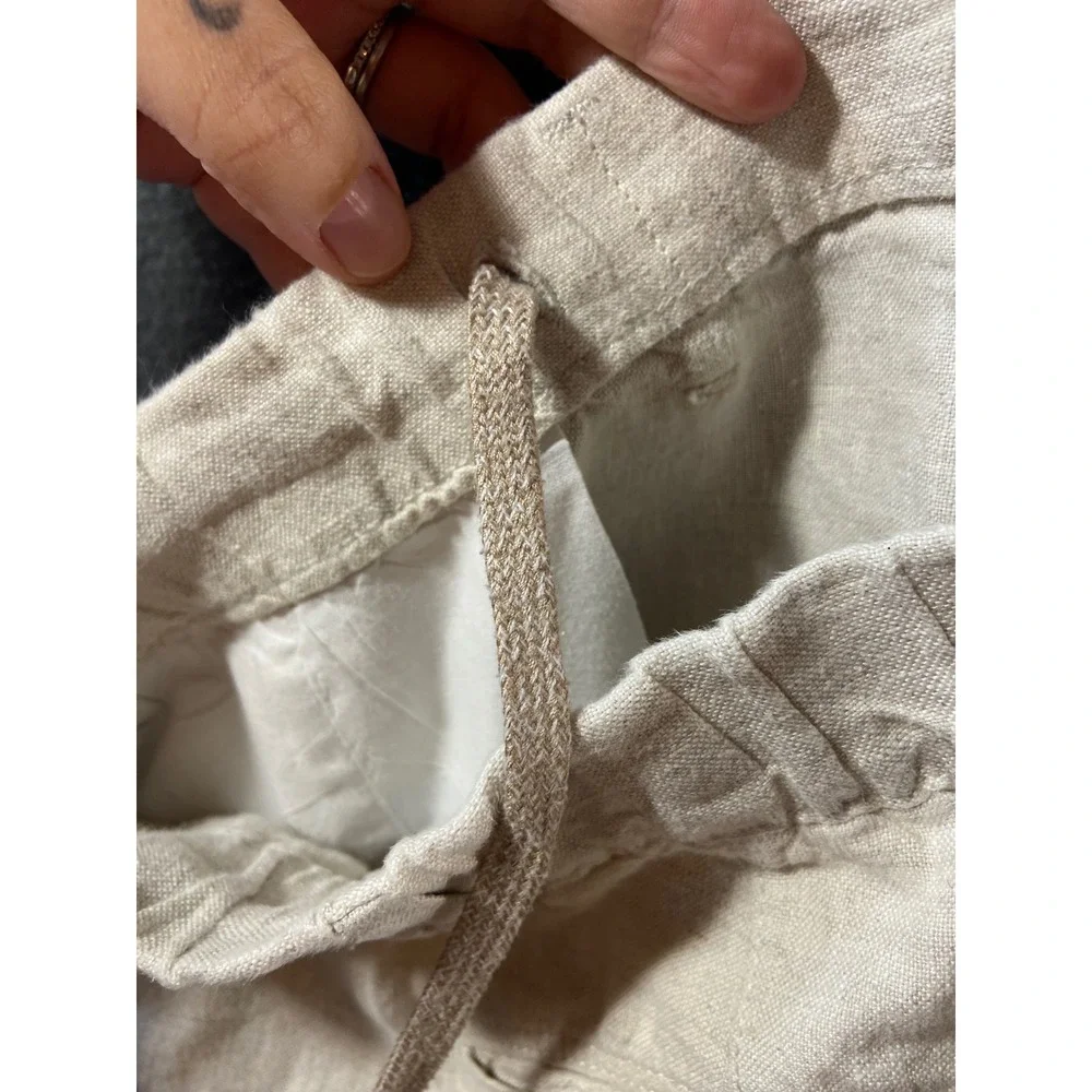 Caribbean Linen Pants Casual Beach Lightweight Drawstring Beige 46x30 beach